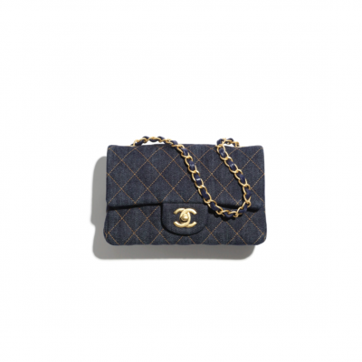 CHANEL MASTER 26P DENIM MINI CLASSIC FLAP BAG A69900 (20*14*8cm)